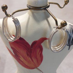 STERLING SILVER Women's Laser Cut Hoop Earrings